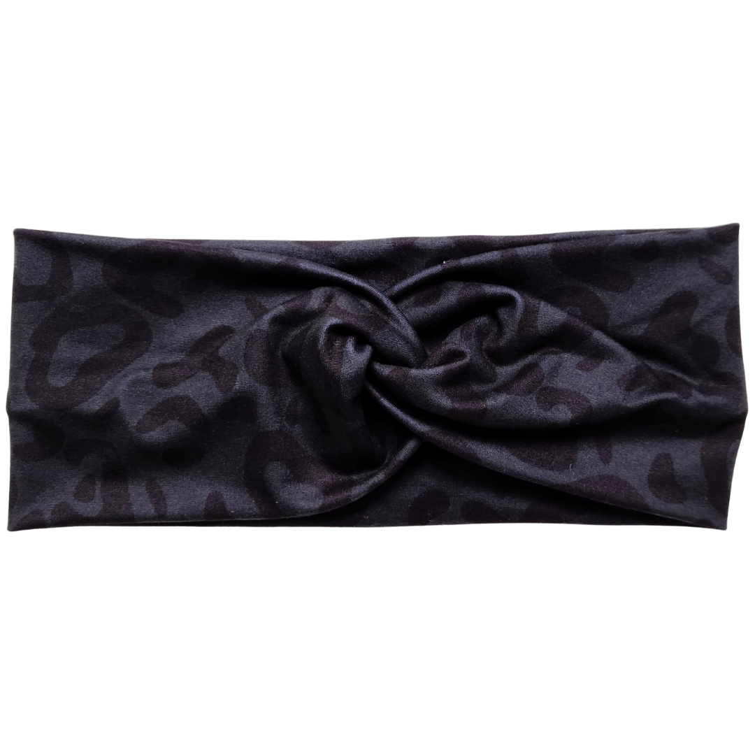 Black Leopard Twisted Workout Headband