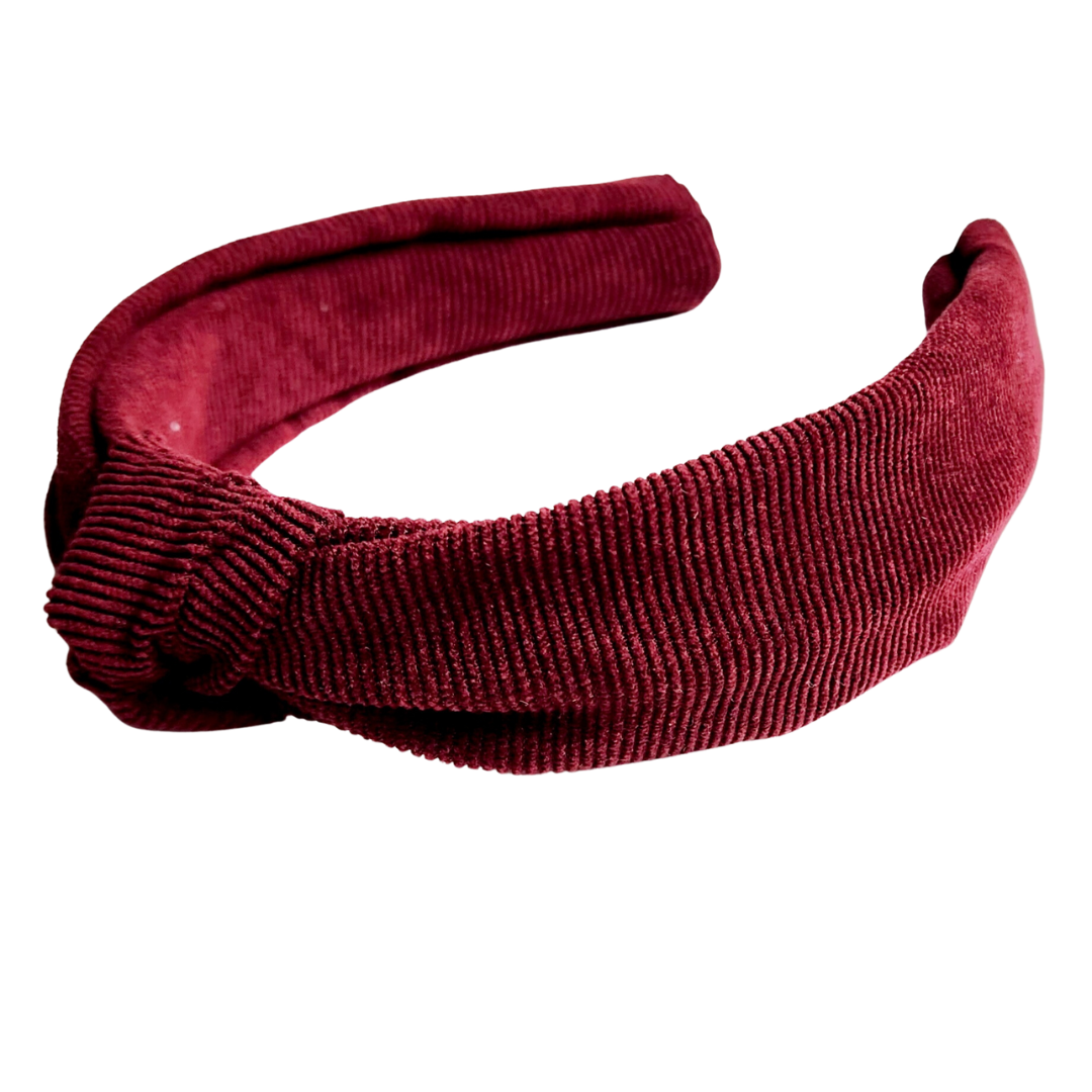 Wine Corduroy Classic Knotted Headband