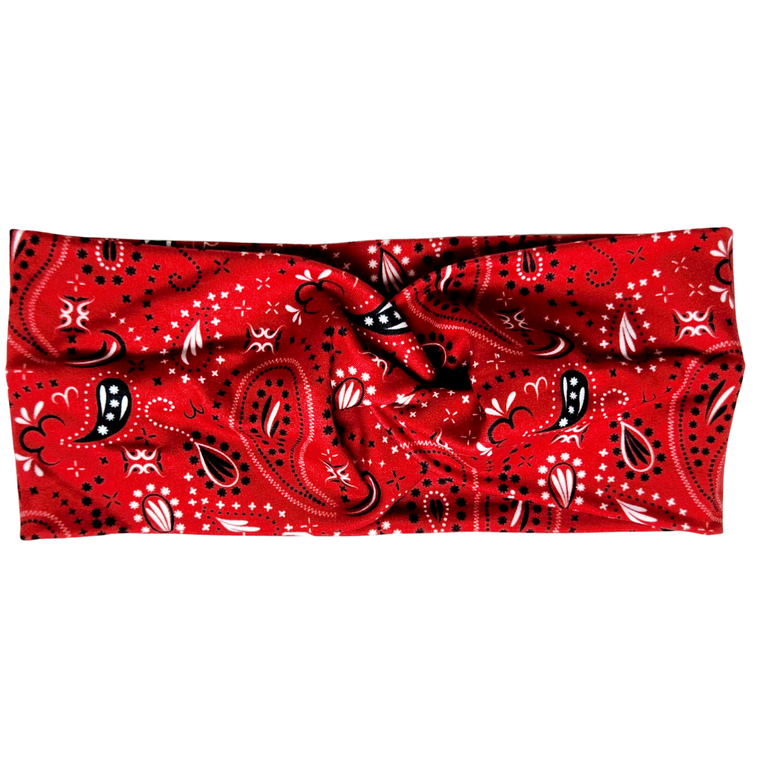 Red Paisley Twisted Workout Headband