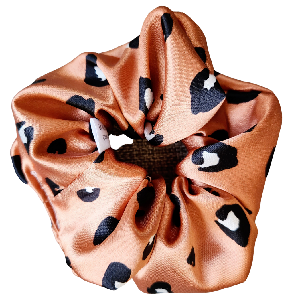Silk Scrunchie Burnt Orange Leopard