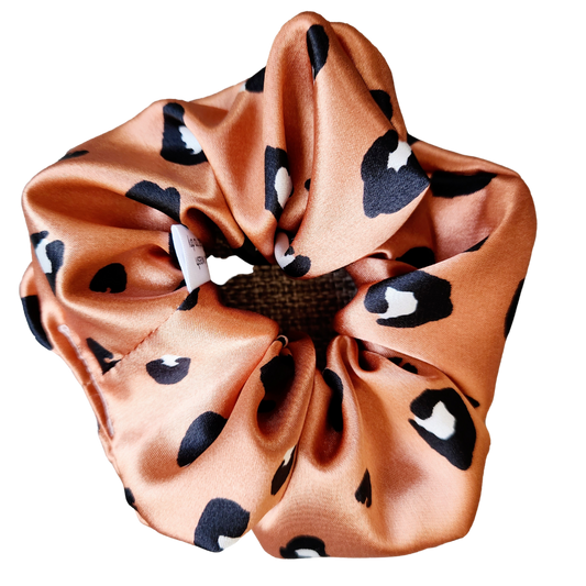 Silk Scrunchie Burnt Orange Leopard