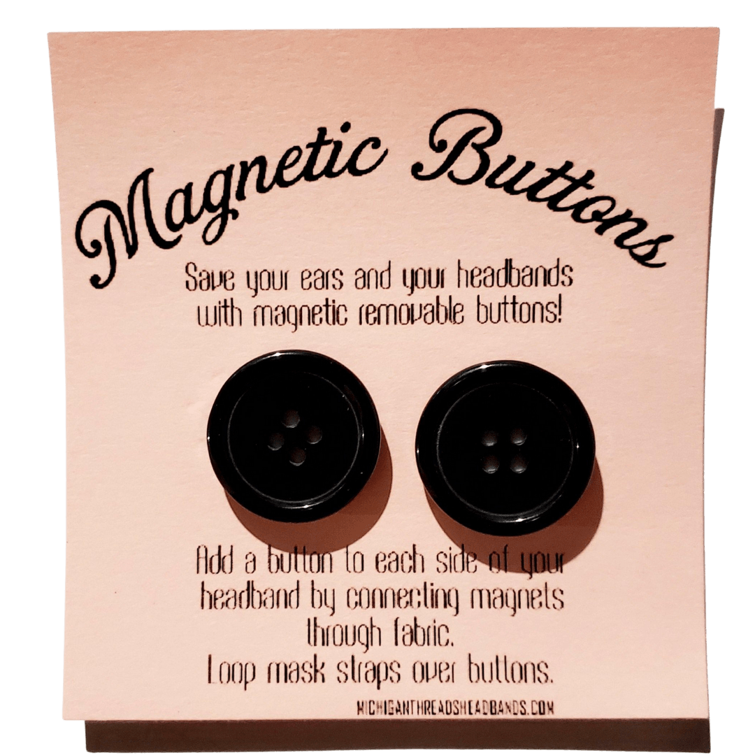 Black Magnetic Buttons for Masks and Headbands - Removable Ear Savers –  Michigan Threads Headbands
