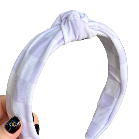 Lavender Check Classic Knotted Headband