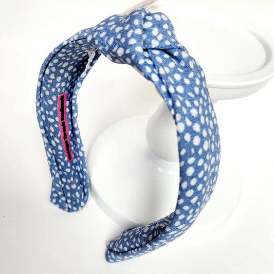 Blue Polka Dot Classic Knotted Headband