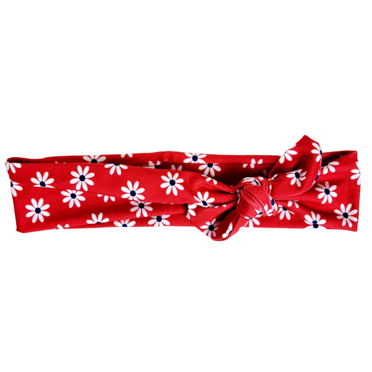 Red White and Blue Flowers Bowtie  - Workout Headband