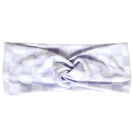 Lavender Checker Twisted - Workout Headband