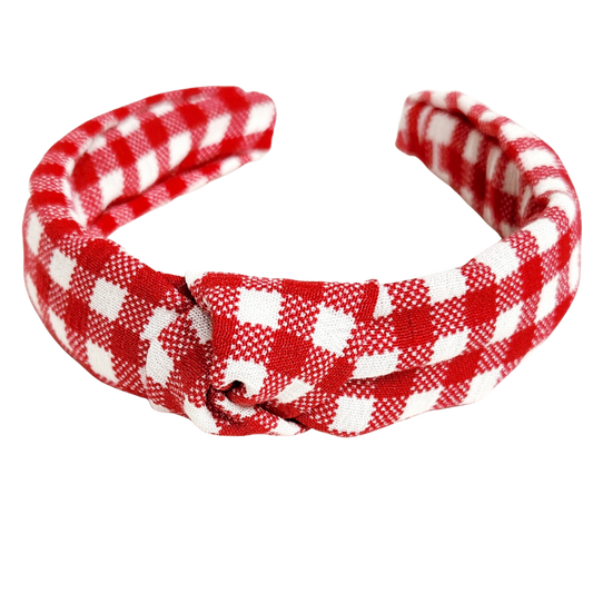 Red and White Plaid Classic Knotted Headband