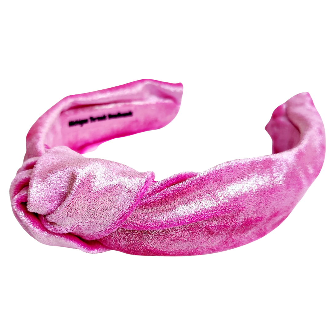 Knotted Classic Headband Pink Shimmer Velvet
