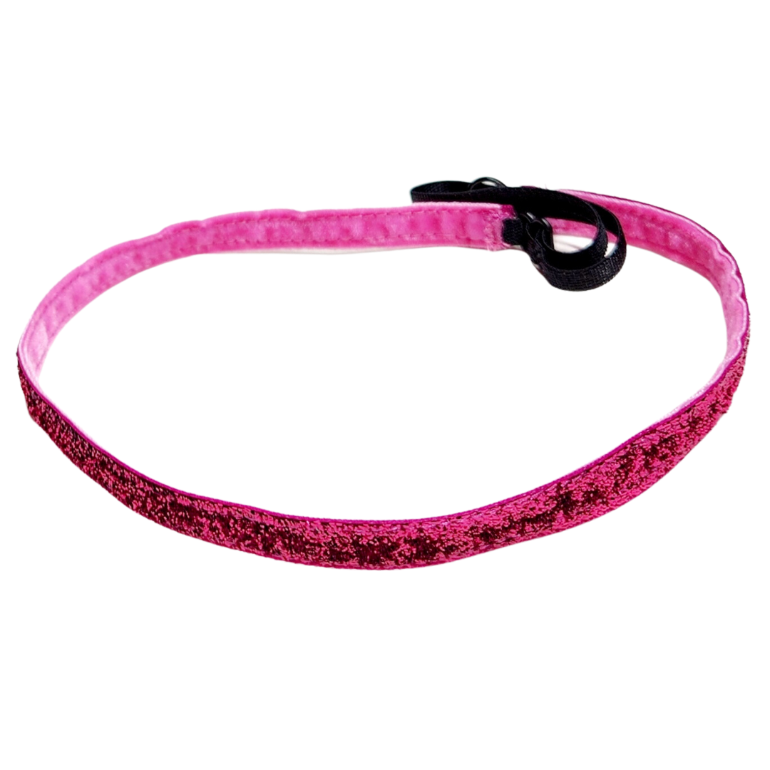 Pink Shimmer - Extra Skinny Adjustable Non Slip Workout Headband