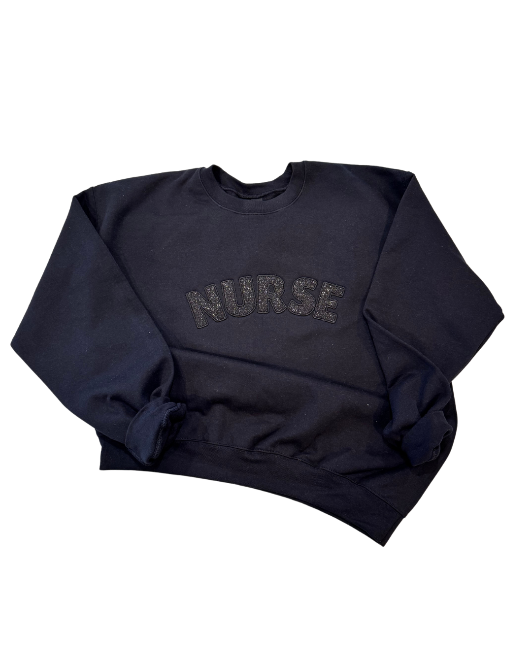 Nurse Embroidered Glitter Crew Neck Sweatshirt