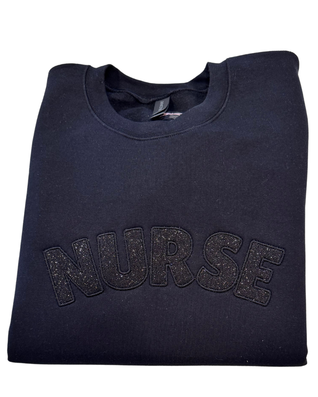 Nurse Embroidered Glitter Crew Neck Sweatshirt