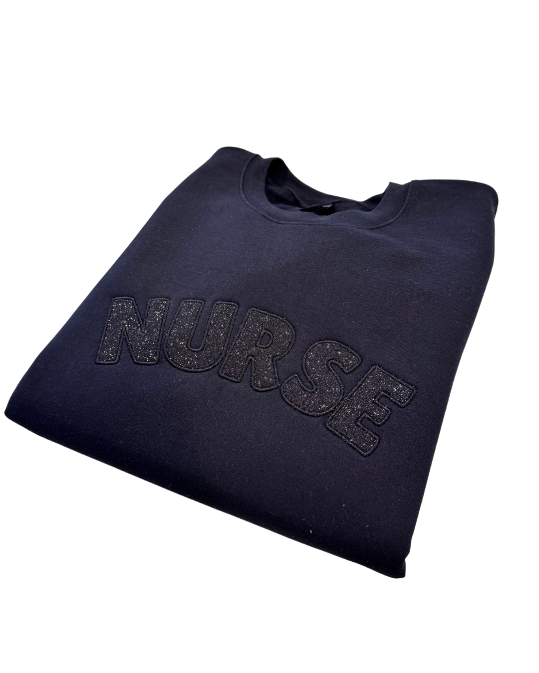 Nurse Embroidered Glitter Crew Neck Sweatshirt