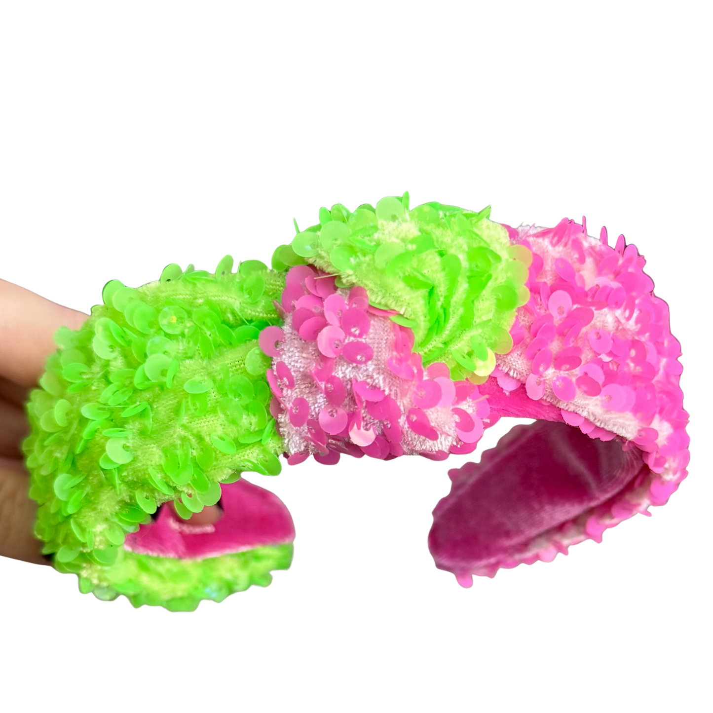 Pink and Green Sequin Classic Knotted Headband