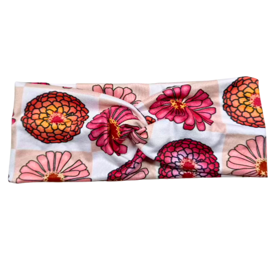 Checkered Zinnias - Twisted Workout Headband