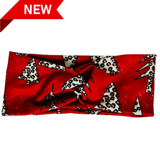 Red Cheetah Trees Twisted - Workout Headband