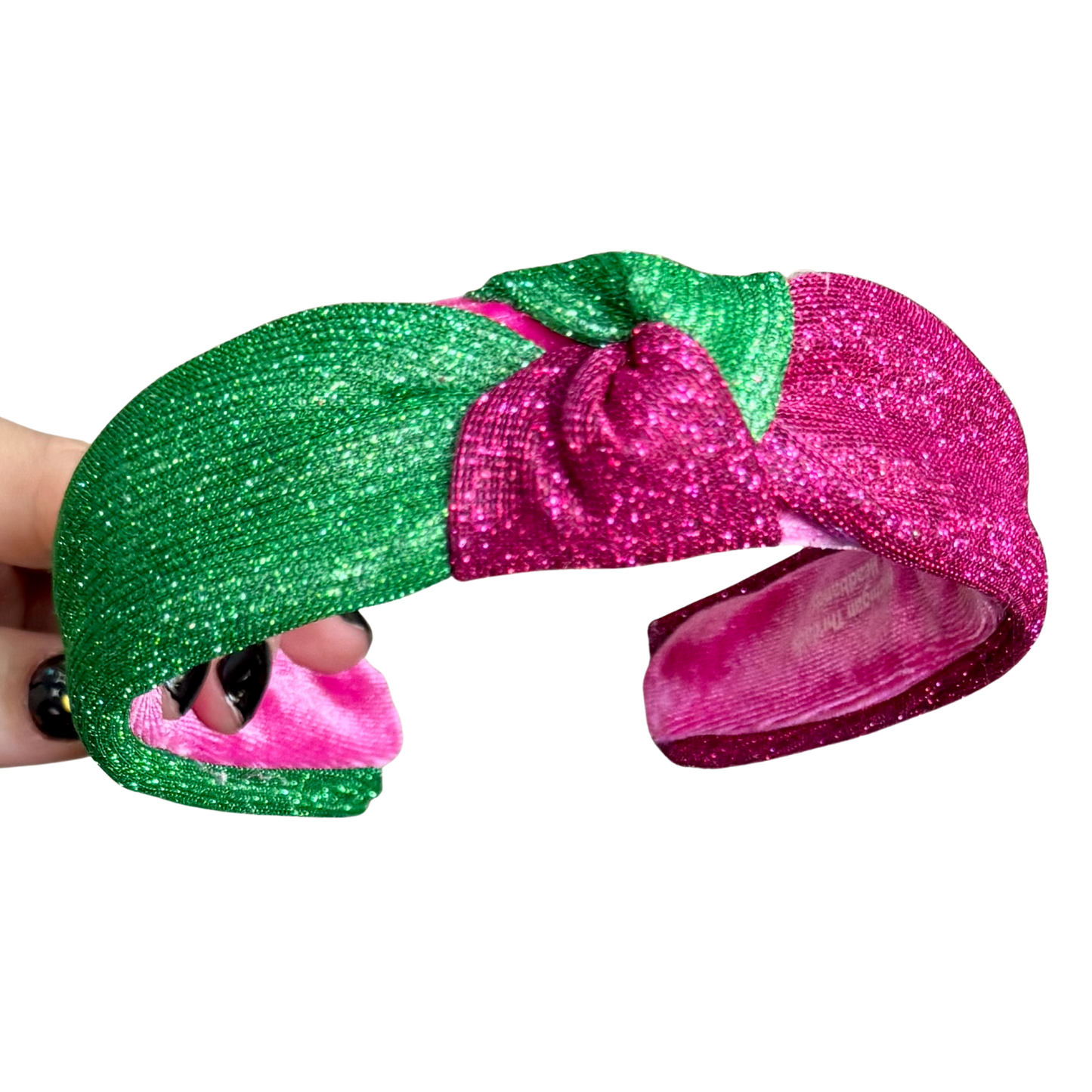 Pink and Green Shimmer Classic Knotted Headband