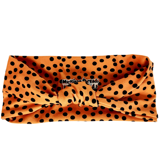 Orange with Black Dots Knotted - Women's Head band