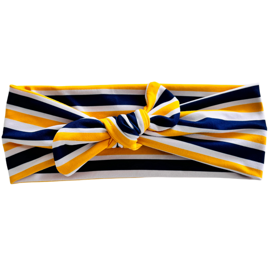 Blue and Maize Twisted with Removable Bow - Workout Headband