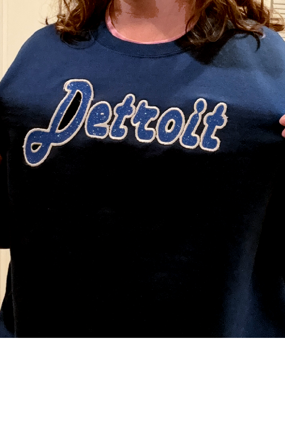 Black Detroit Football Glitter Embroidered Sweatshirt