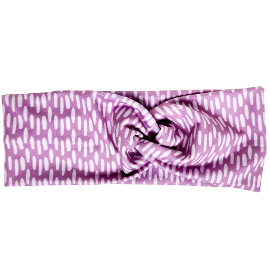 Dotted Purple Twisted Workout Headband
