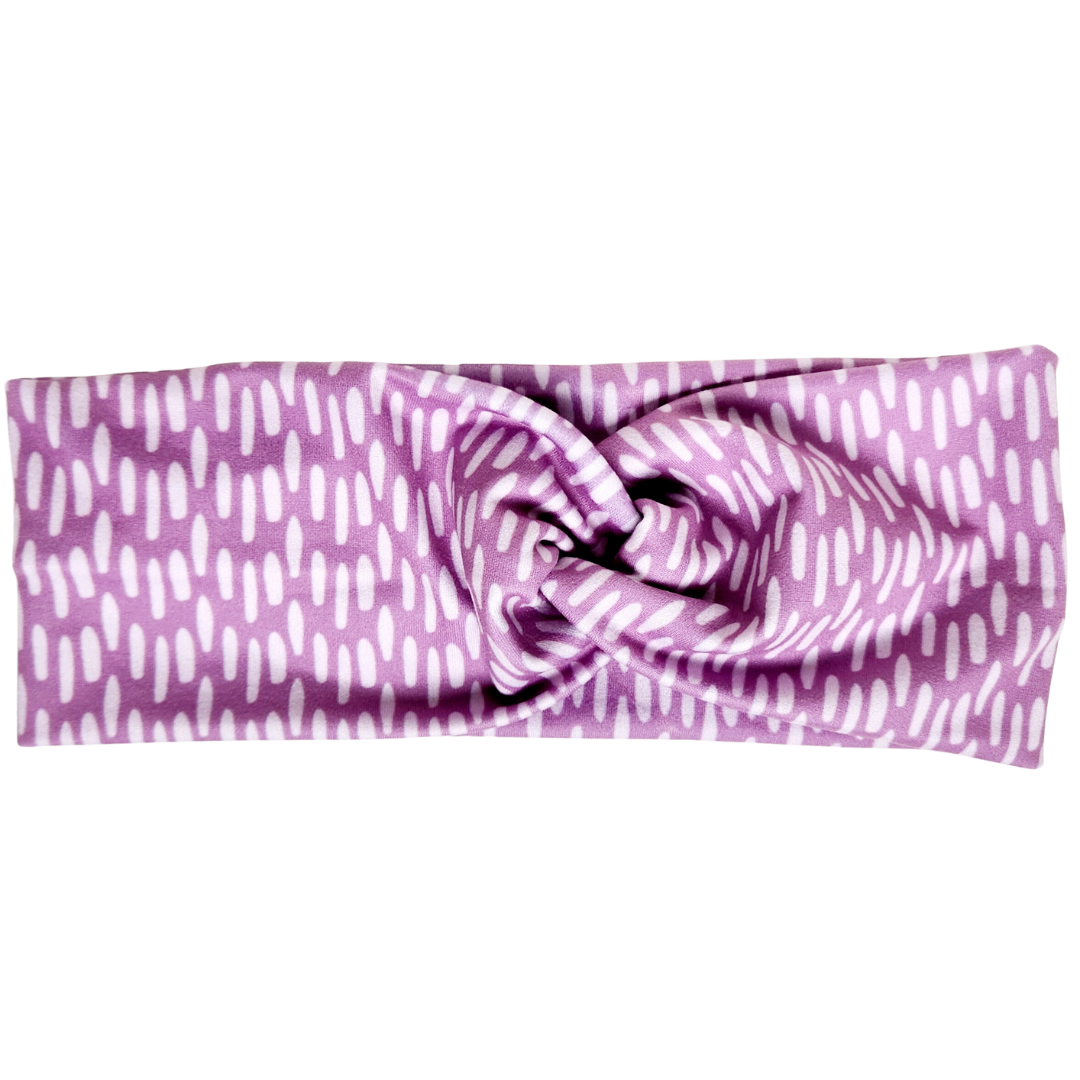 Dotted Purple Twisted Workout Headband