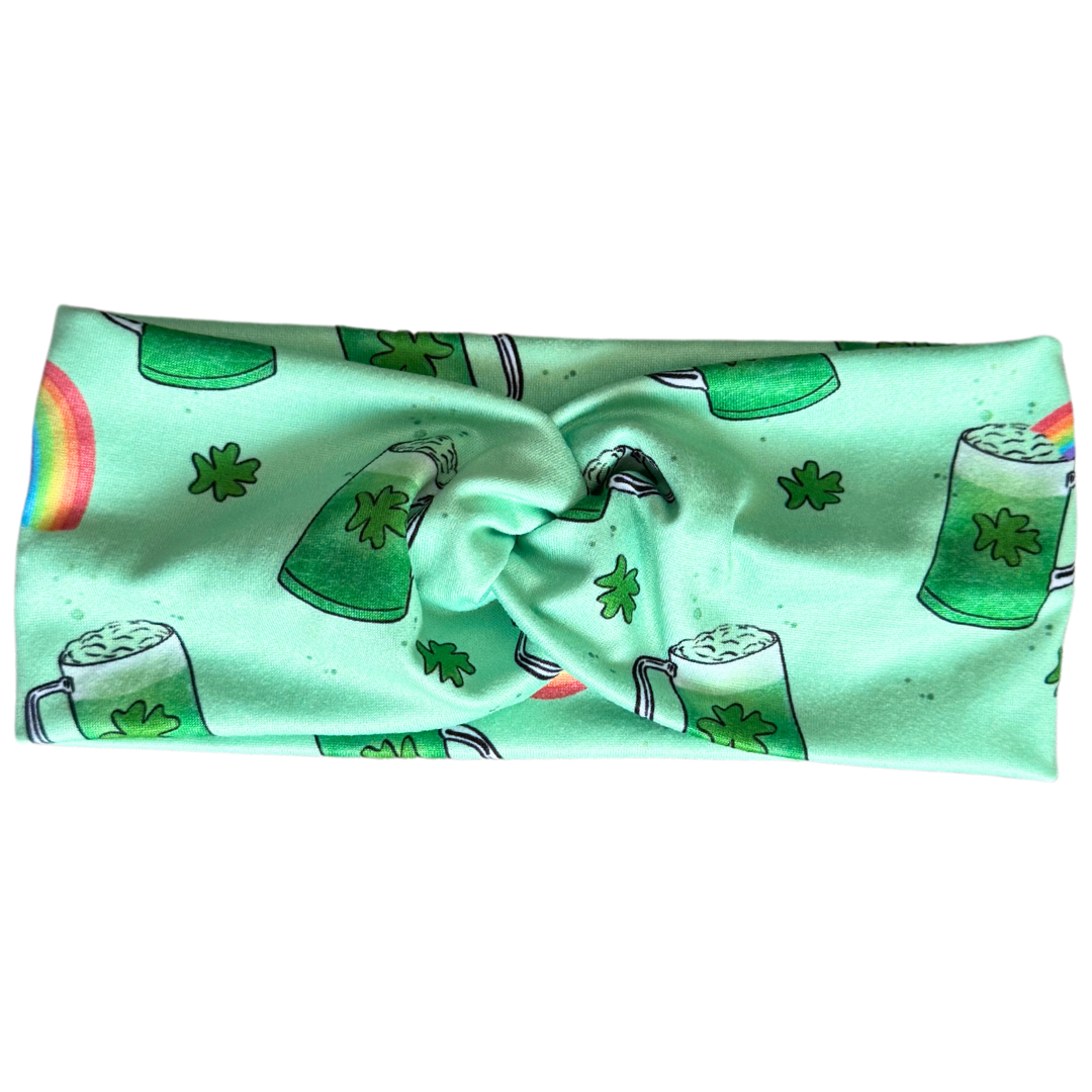 Green Beer and Shamrocks Twisted - Workout Headband