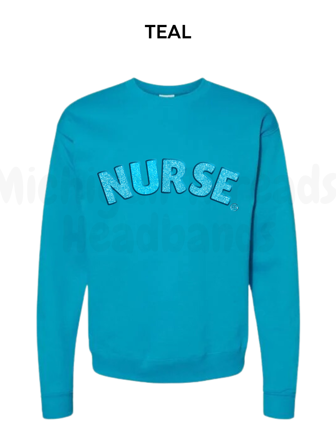 Nurse Embroidered Glitter Crew Neck Sweatshirt