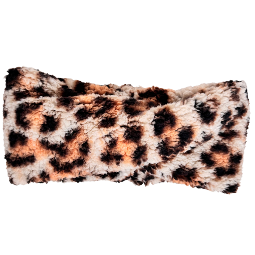 Cheetah Sherpa Twist Women's Ear Warmer Headband
