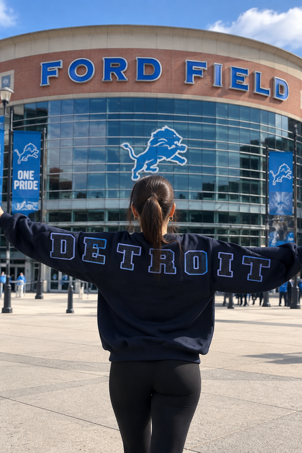 Women's Detroit Football Vintage Graphic Sweatshirt | Oversized Game Day Apparel