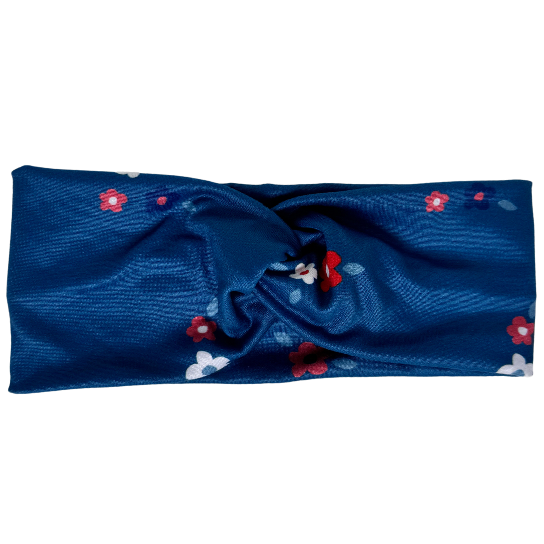 Ditsy Blue Floral Twisted - Workout Headband