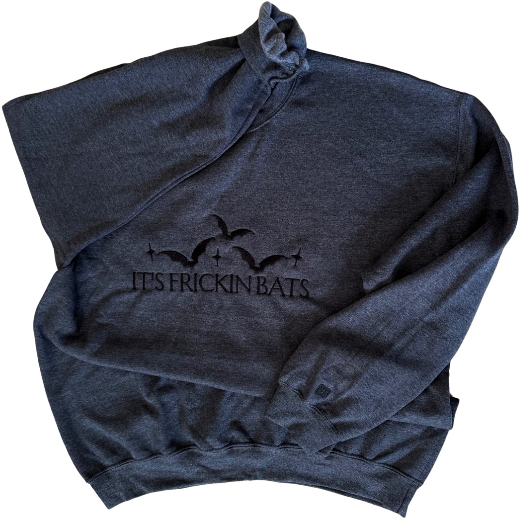 Frickin Bats Embroidered Crew Neck Sweatshirt