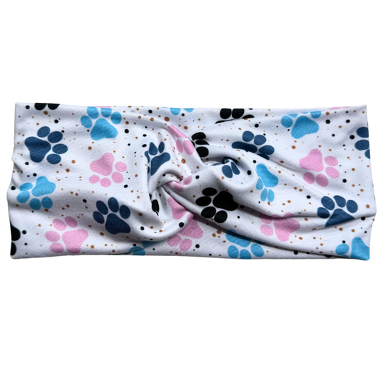 Pink Blue and Black Paws Twisted - Workout Headband