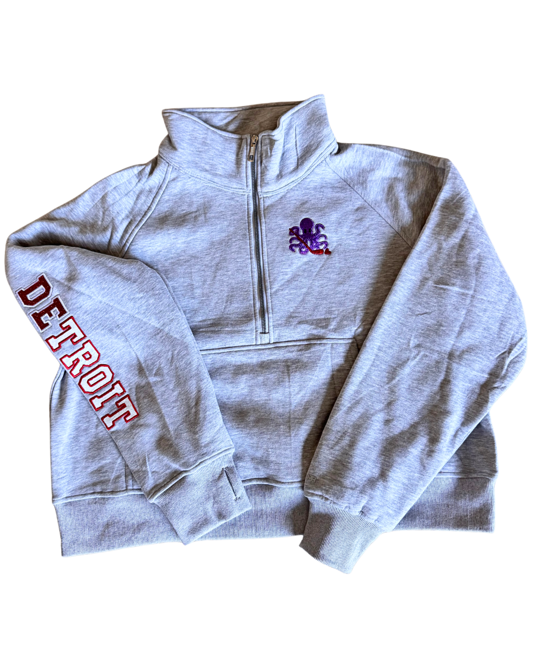 Detroit hockey half zip funnel neck sweatshirt Glittery Design