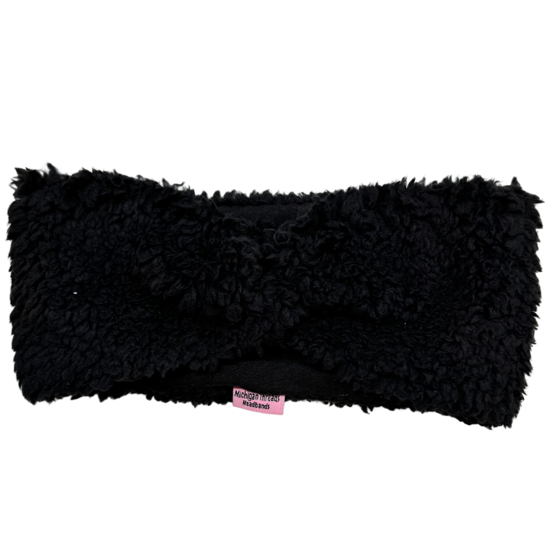 Reversible Twisted Women's Ear Warmer Headband - Black