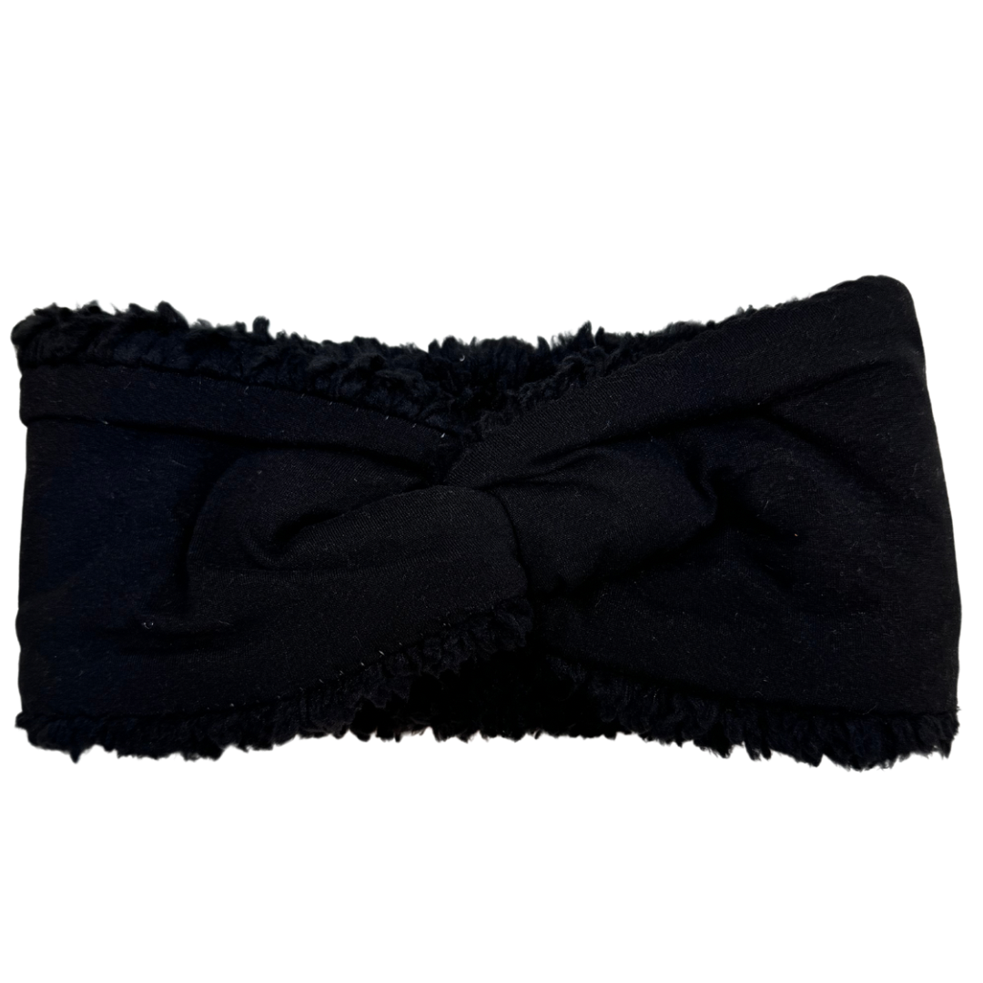 Reversible Twisted Women's Ear Warmer Headband - Black