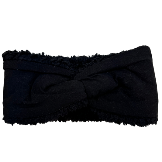 Reversible Twisted Women's Ear Warmer Headband - Black