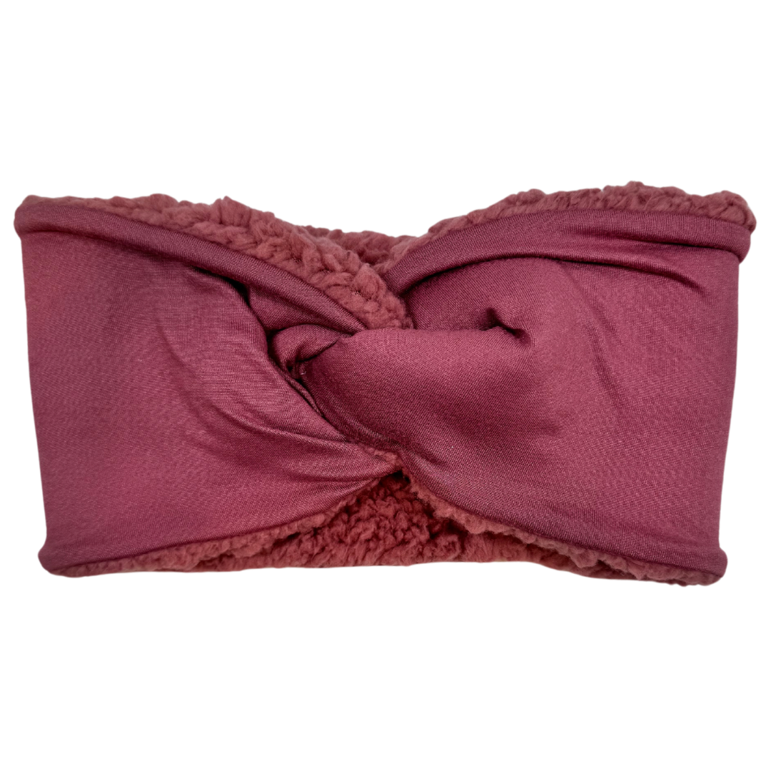 Reversible Twisted Women's Ear Warmer Headband - Mauve