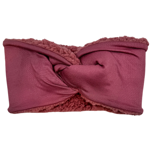 Reversible Twisted Women's Ear Warmer Headband - Mauve