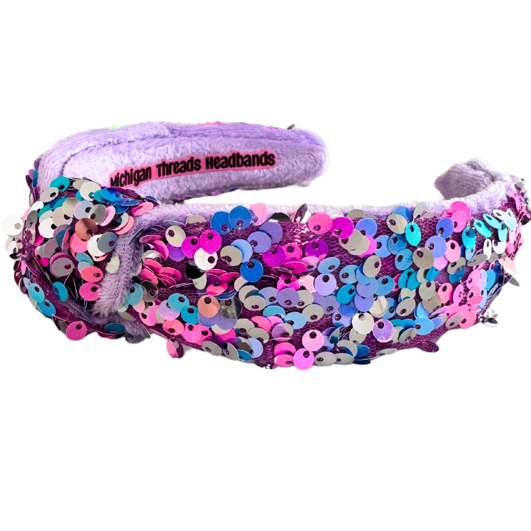 Knotted Classic Headband Purple Sequin