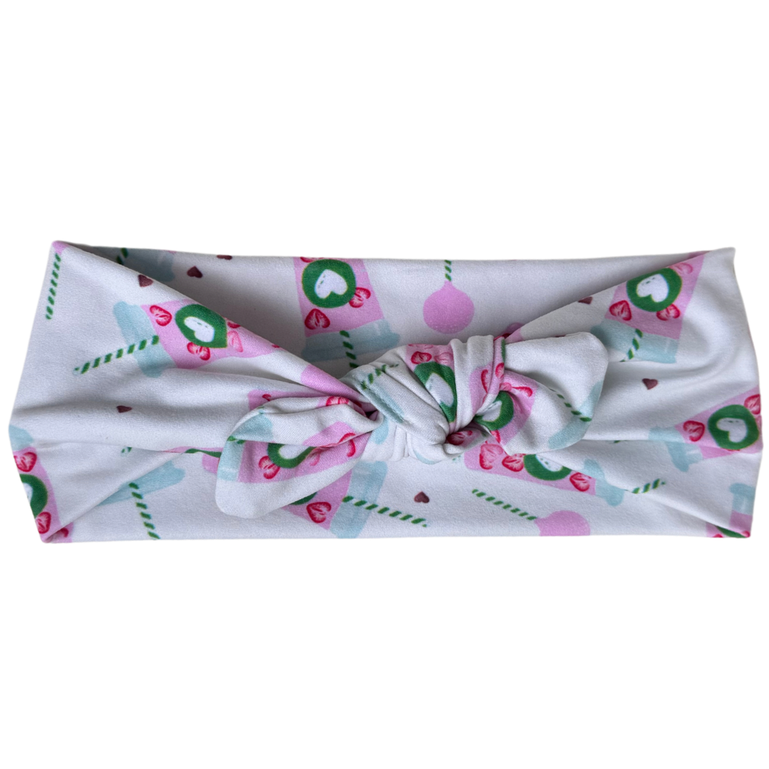 Pink Iced Coffee Twisted Workout Headband w/ Removable Bow