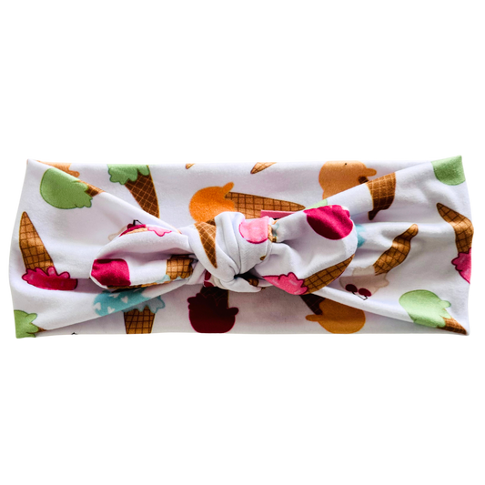 Ice Cream Cones Twisted with Removable Bow - Workout Headband