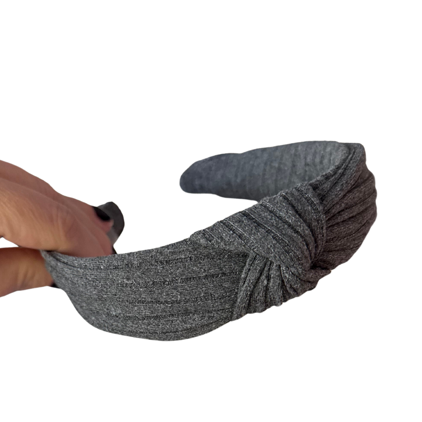 Grey Wide Rib Classic Knotted Headband