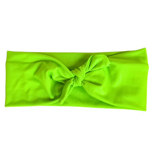 Neon Green - Workout Headband w Removable Bow