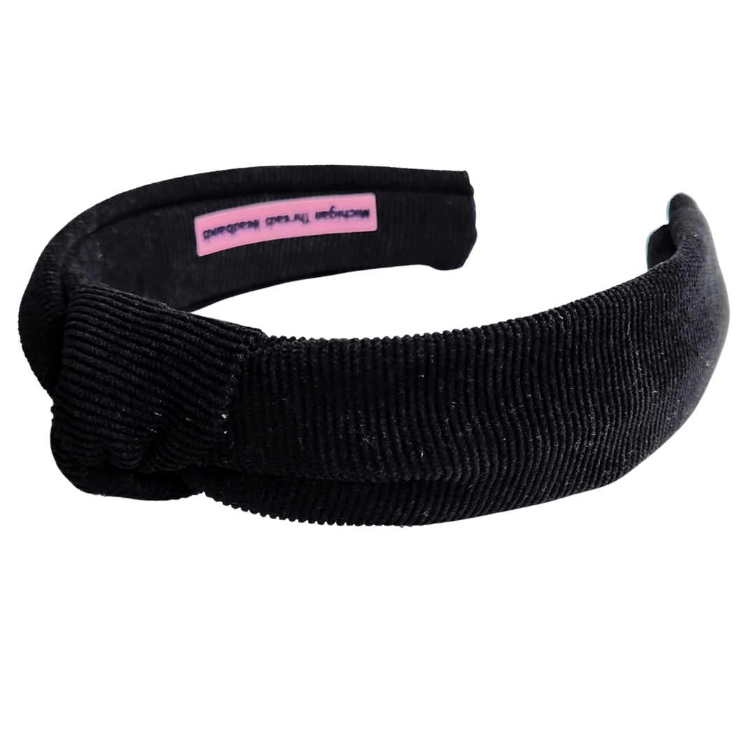 Black Corduroy Classic Knotted Headband