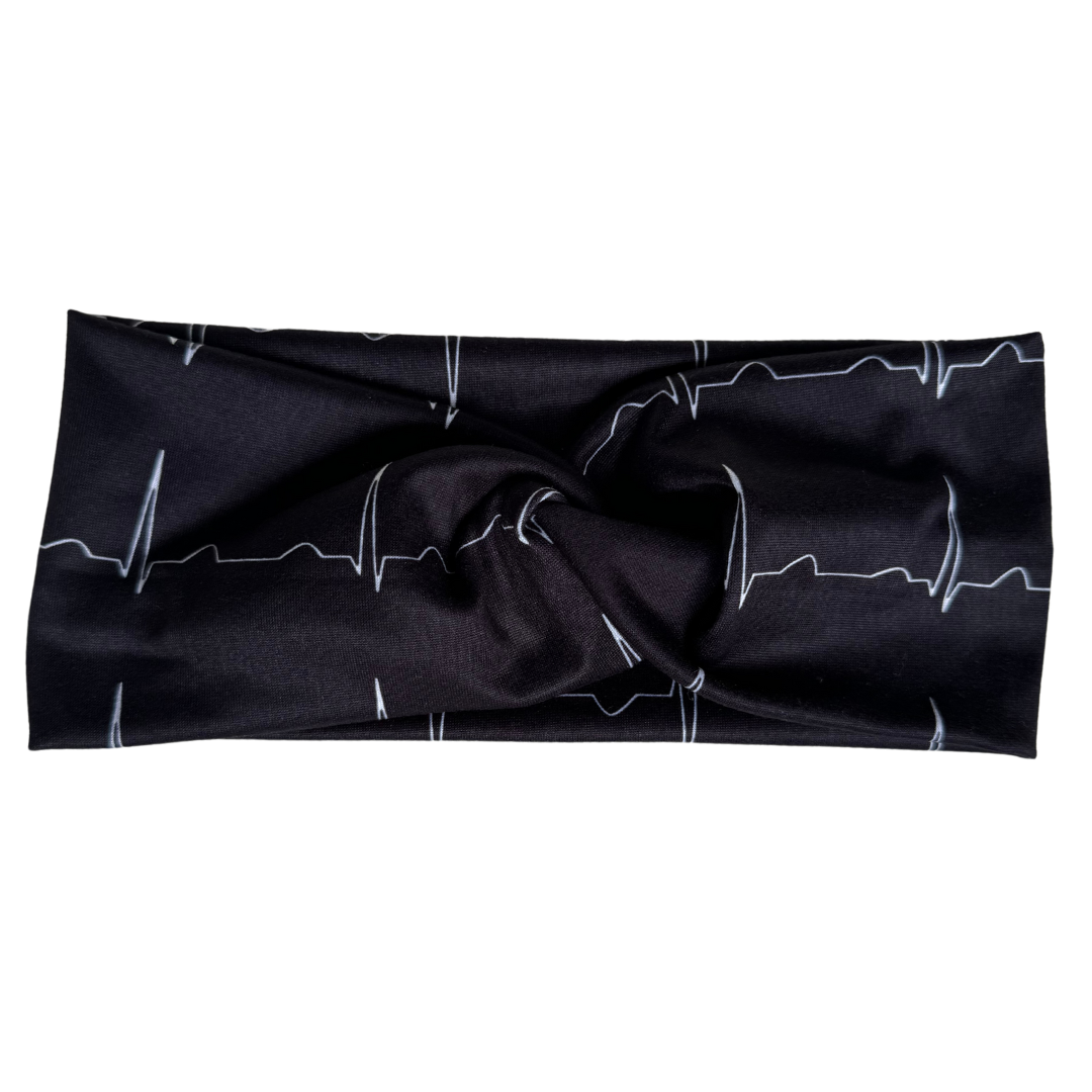 Heart Beat EKG Black - Workout Headband