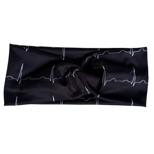 Heart Beat EKG Black - Workout Headband