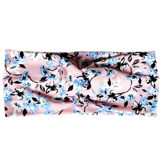 Pink and Blue Whimsy Twisted Workout Headband
