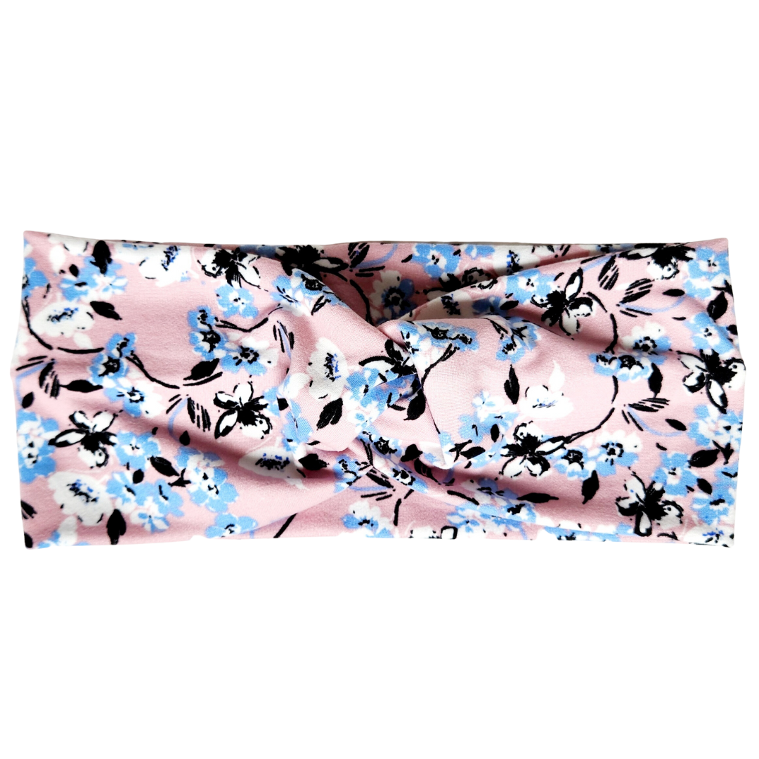 Pink and Blue Whimsy Twisted Workout Headband