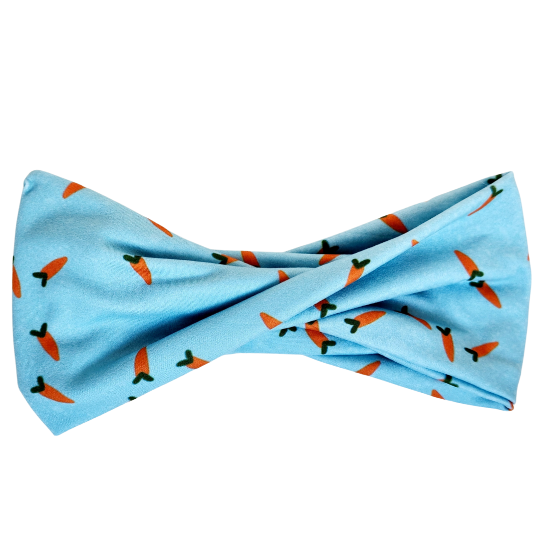 Carrots on Blue Luxe Double Wide - Workout Headband